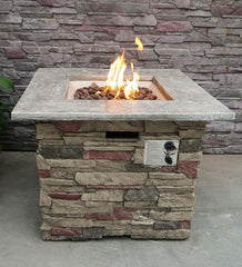 Plow &amp; Hearth Fire Pits | Fireplace &amp; Hearth Hoover Outdoor Lp Propane Gas Stacked Stone Fire Pit