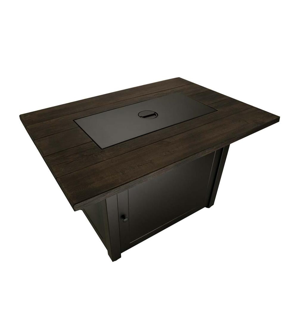 Plow &amp; Hearth Fire Pits | Fireplace &amp; Hearth Kamden Propane Gas Fire Pit With Faux Wood Tabletop And Glass Rocks