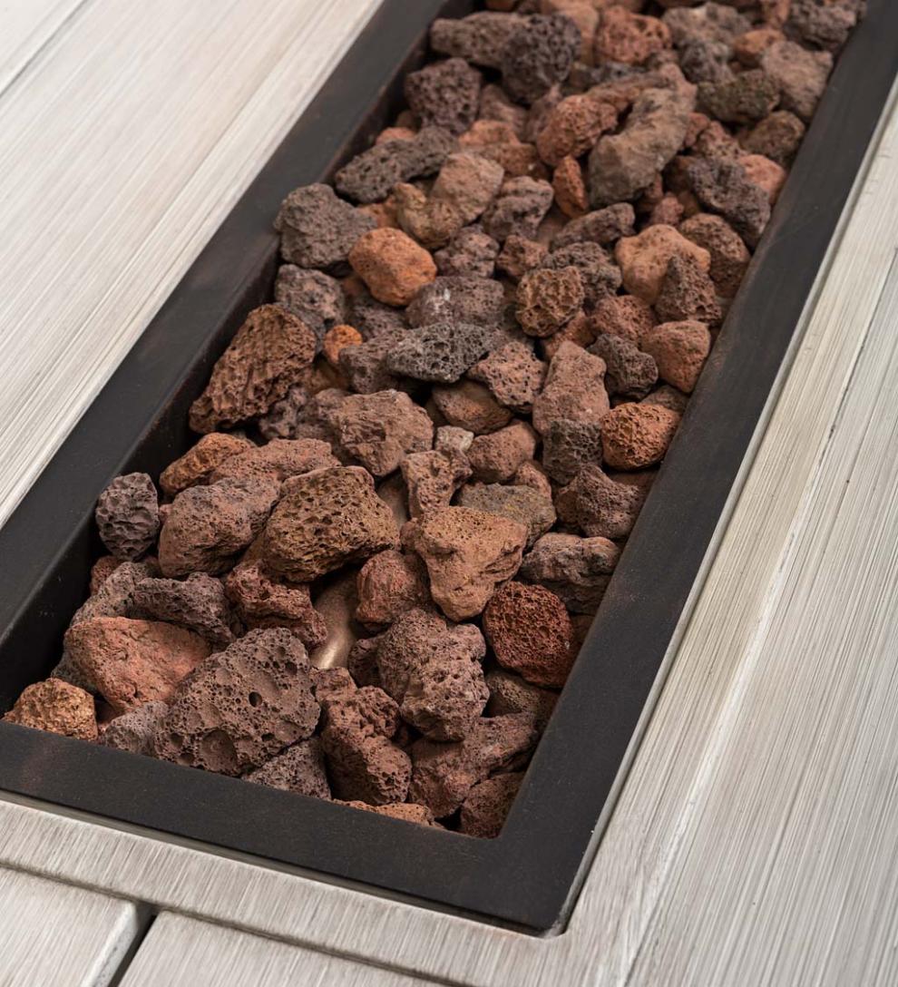 Plow &amp; Hearth Fire Pits | Fireplace &amp; Hearth Little River Outdoor Wicker Seating With Propane Fire Pit Table, 4-Piece Set