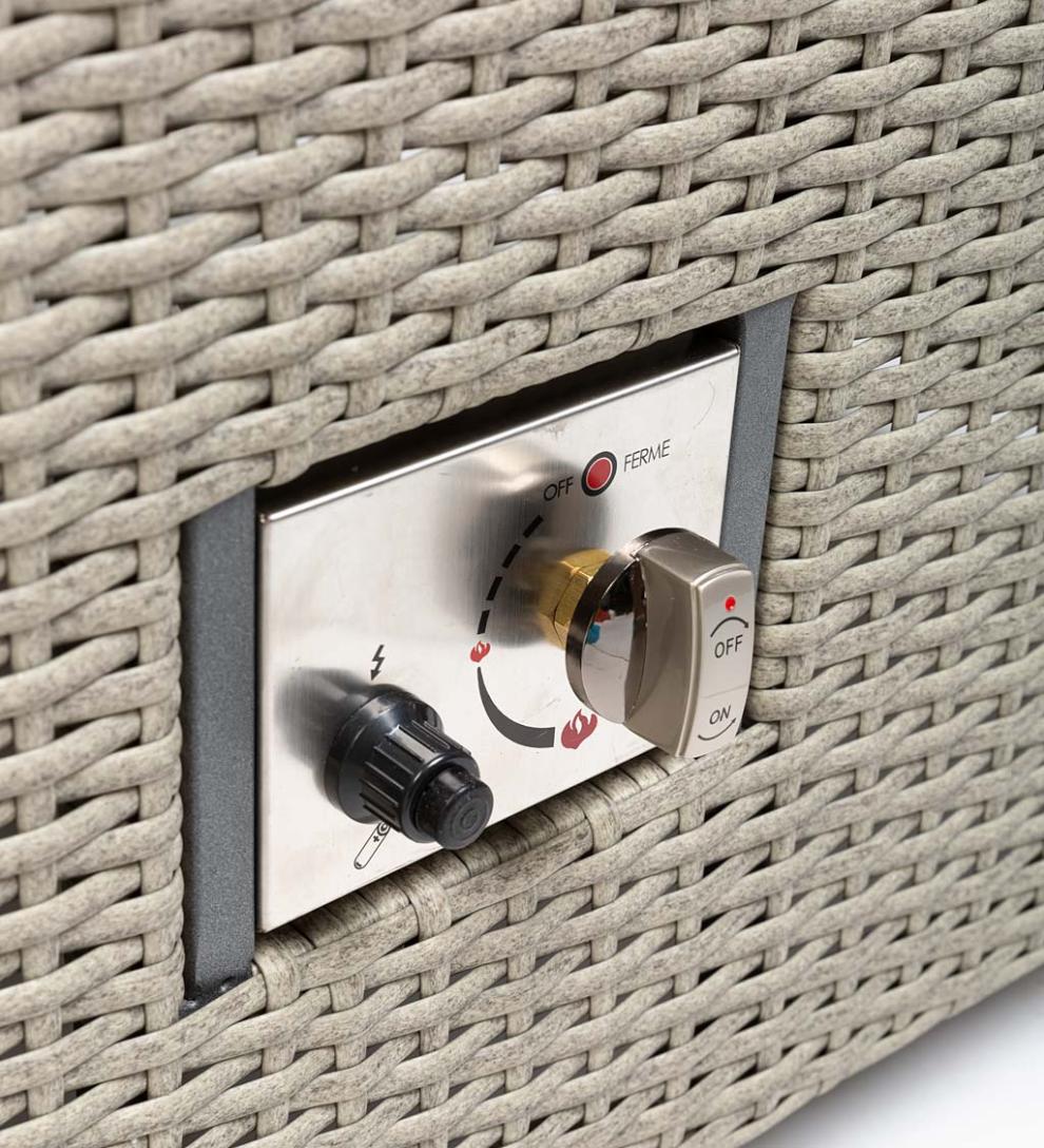 Plow &amp; Hearth Fire Pits | Fireplace &amp; Hearth Little River Outdoor Wicker Seating With Propane Fire Pit Table, 4-Piece Set