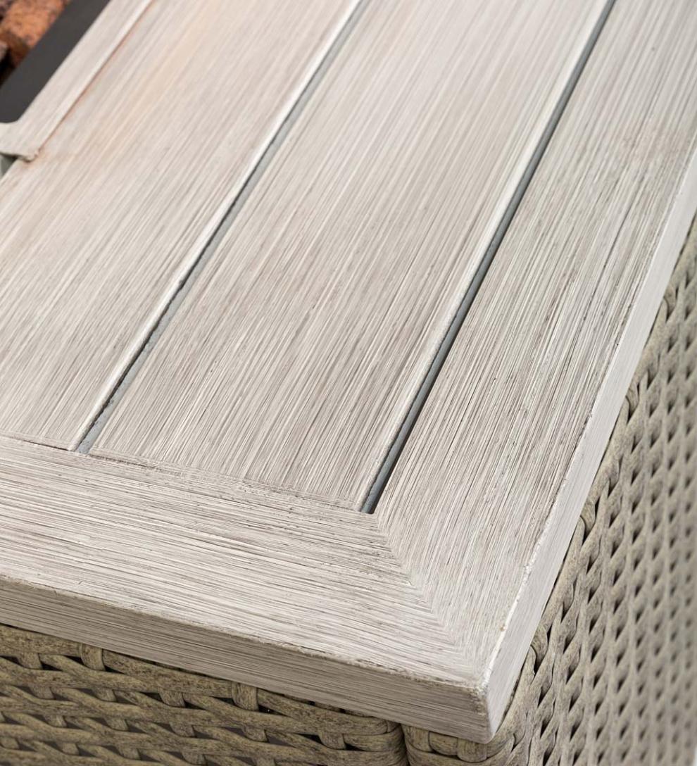 Plow &amp; Hearth Fire Pits | Fireplace &amp; Hearth Little River Outdoor Wicker Seating With Propane Fire Pit Table, 4-Piece Set