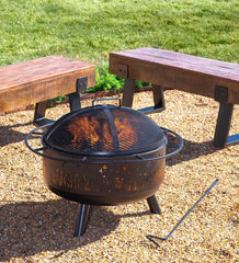 Plow &amp; Hearth Fire Pits | Fireplace &amp; Hearth Meadow Wood Burning Fire Pit With Cutout Design - Black