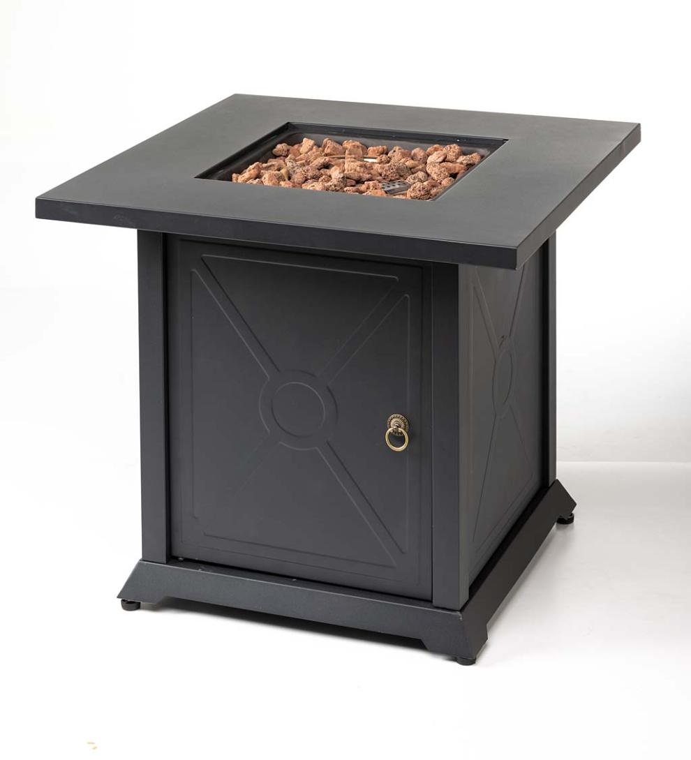 Plow &amp; Hearth Fire Pits | Fireplace &amp; Hearth Sandford Propane Gas Fire Pit With Tabletop Insert And Lava Rocks