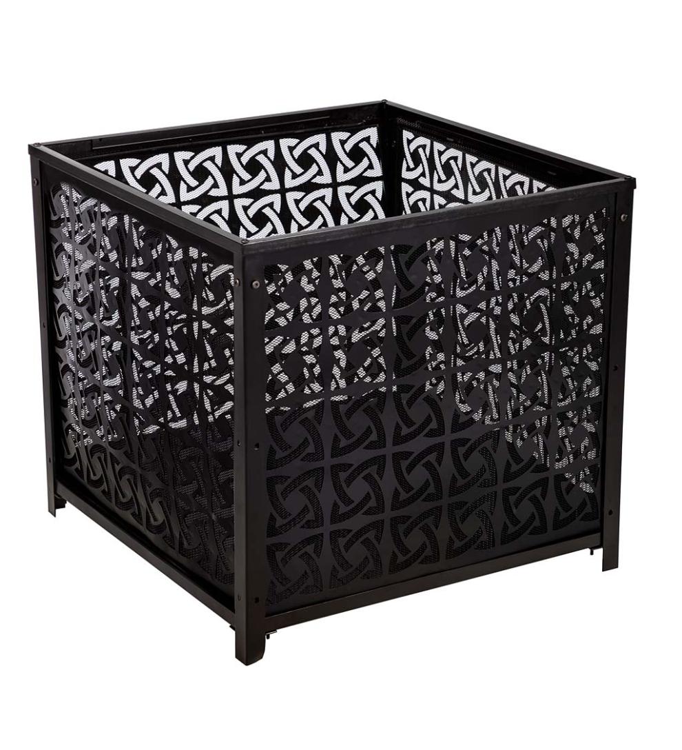 Plow &amp; Hearth Fire Pits | Fireplace &amp; Hearth Square Celtic Knot Wood Burning Fire Pit - Black