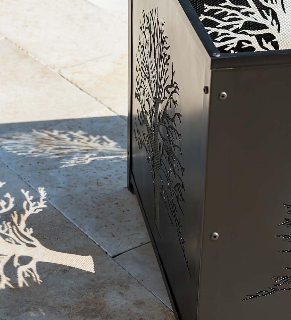 Plow &amp; Hearth Fire Pits | Fireplace &amp; Hearth Square Tree Of Life Wood Burning Fire Pit