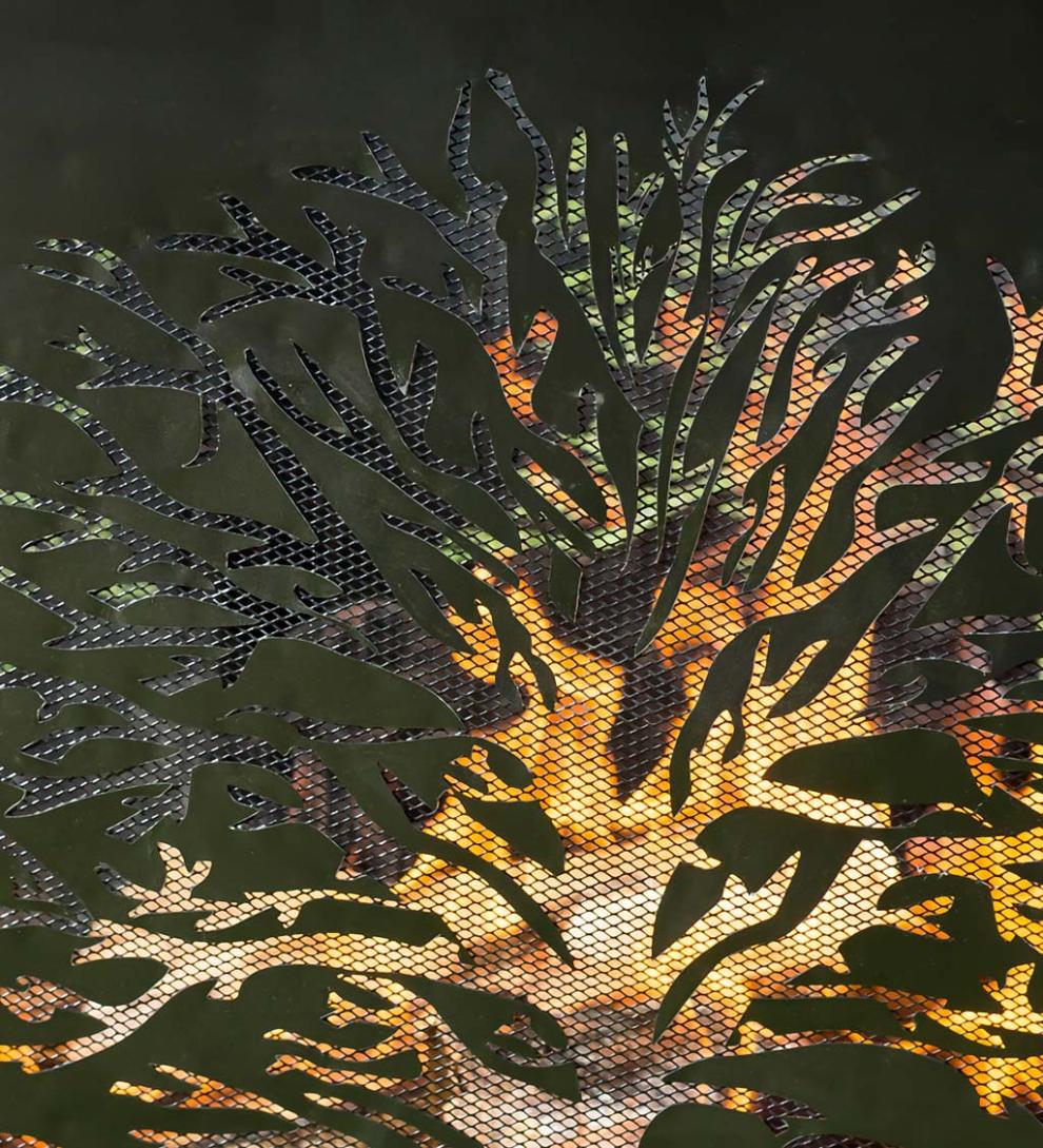 Plow &amp; Hearth Fire Pits | Fireplace &amp; Hearth Square Tree Of Life Wood Burning Fire Pit