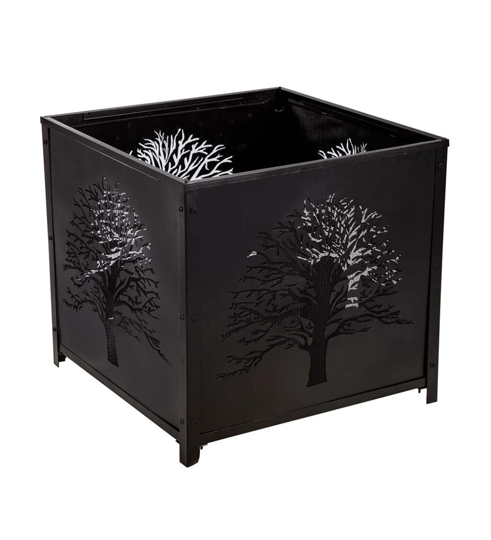 Plow &amp; Hearth Fire Pits | Fireplace &amp; Hearth Square Tree Of Life Wood Burning Fire Pit
