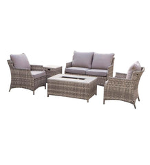 Plow &amp; Hearth Fire Pits | Fireplace &amp; Hearth St. Helena Wicker Patio And Fire Pit Seating Set, 5-Piece