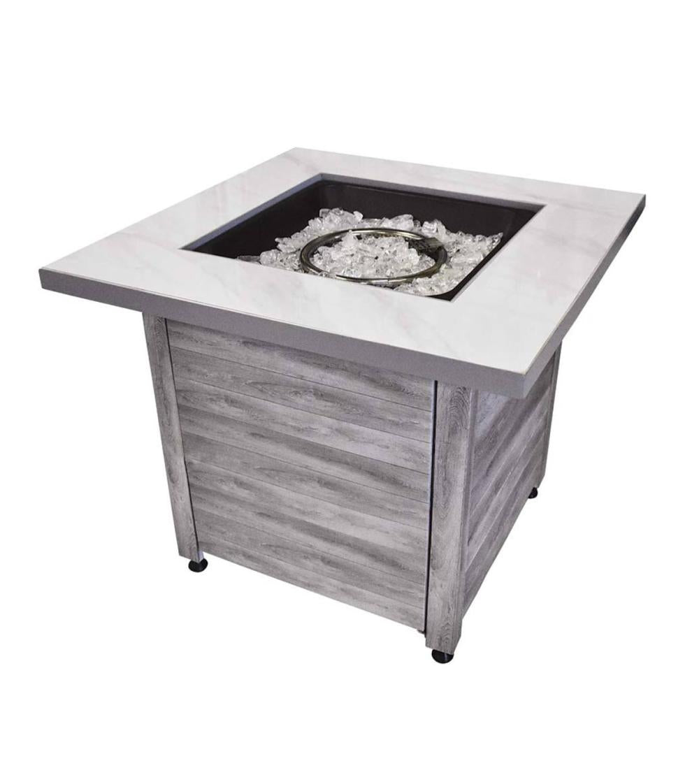 Plow &amp; Hearth Fire Pits | Fireplace &amp; Hearth Tidewater Propane Gas Fire Pit With Tabletop Insert, Fire Glass And Cover