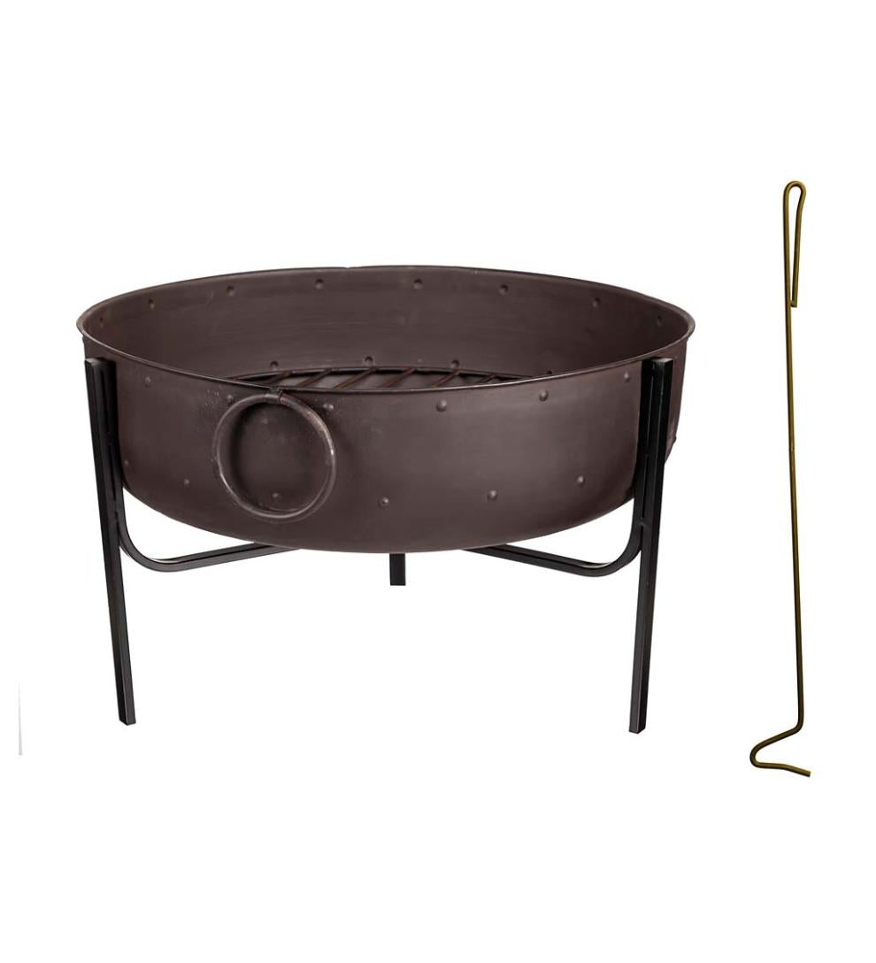 Plow &amp; Hearth Fire Pits | Fireplace &amp; Hearth Wood-Burning Fire Pit Bowl With Iron Loop Handles