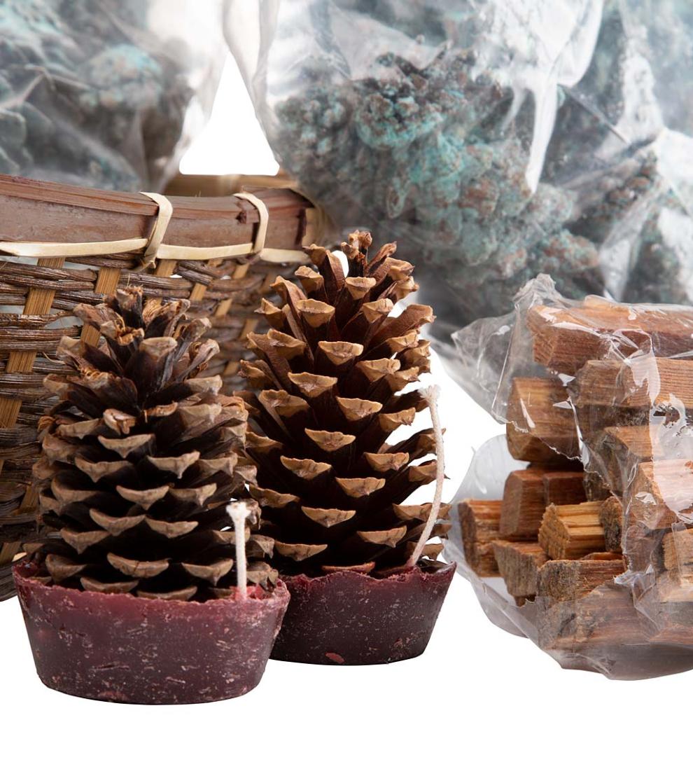 Plow &amp; Hearth Fire Starters &amp; Fatwood | Fireplace &amp; Hearth Fire Starter Gift Basket With Fatwood, Color Cones And Wax Cones