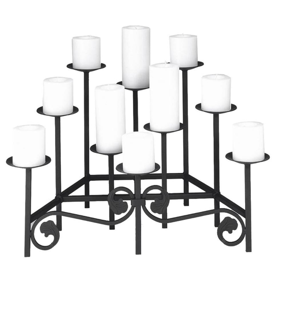 Plow &amp; Hearth Fireplace Candelabras | Fireplace &amp; Hearth Iron Fireplace Candelabra With Ten Tiers - Black