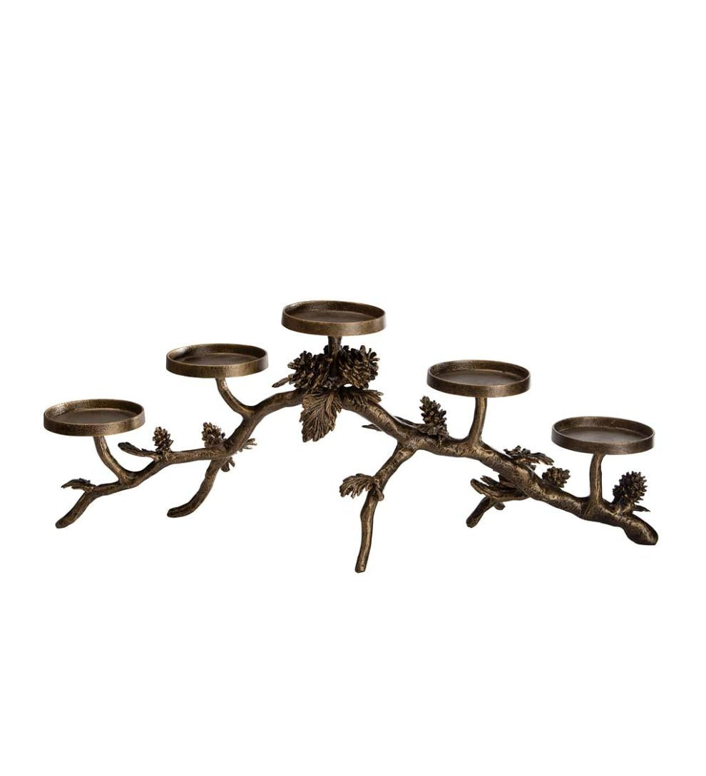 Plow &amp; Hearth Fireplace Candelabras | Fireplace &amp; Hearth Pine Cone Cast Aluminum Fireplace Candelabra