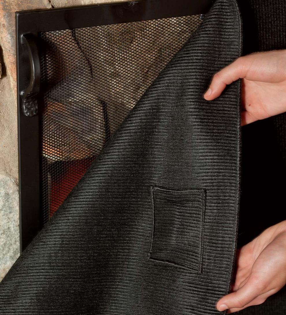 Plow &amp; Hearth Fireplace Cleaning &amp; Maintenance | Fireplace &amp; Hearth Medium Pavenex® Fireplace Blanket Stops Overnight Heat Loss - Black