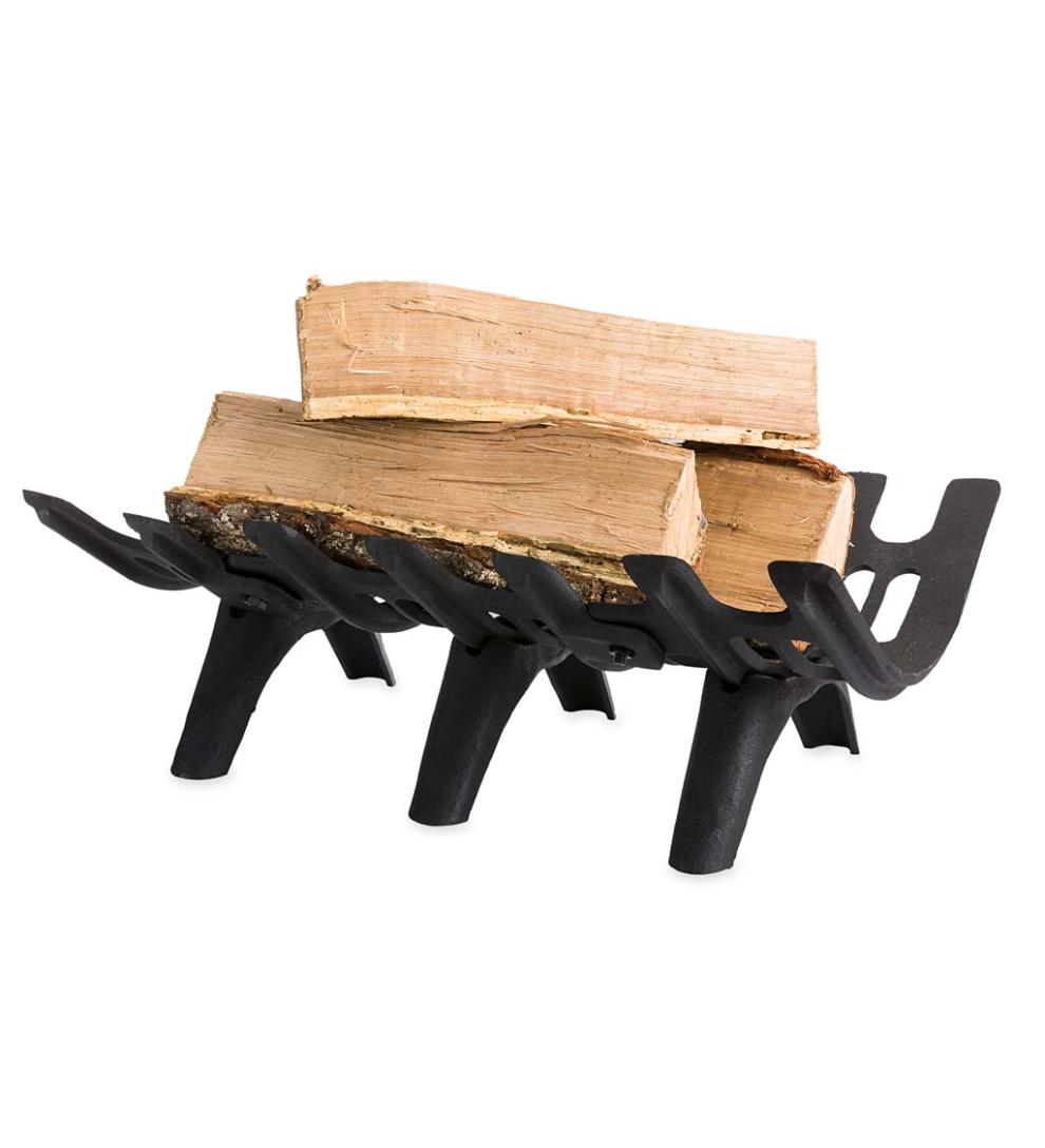 Plow &amp; Hearth Fireplace Grates &amp; Firebacks | Fireplace &amp; Hearth Cast Iron Deep-Bed Fireplace Grate