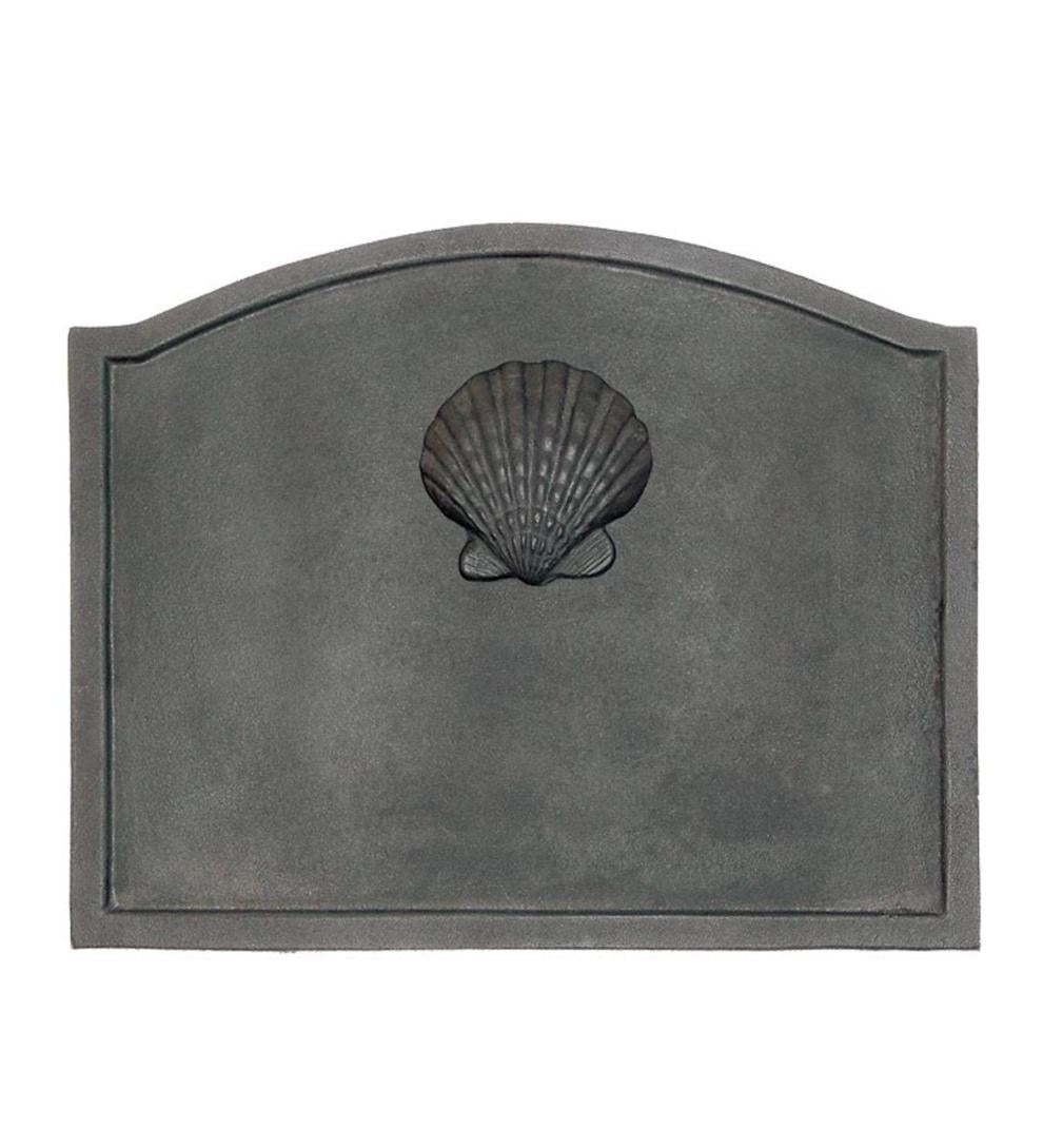 Plow &amp; Hearth Fireplace Grates &amp; Firebacks | Fireplace &amp; Hearth Shell Cast Iron Fireplace Fireback In Matte Black Finish