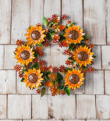 Plow &amp; Hearth Fireplace &amp; Mantel Décor | Fireplace &amp; Hearth Autumn Sunflowers Metal Wreath