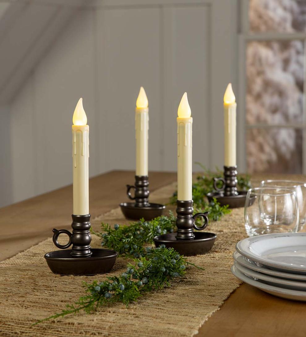 Plow &amp; Hearth Fireplace &amp; Mantel Décor | Fireplace &amp; Hearth Battery-Operated Colonial Window Candles