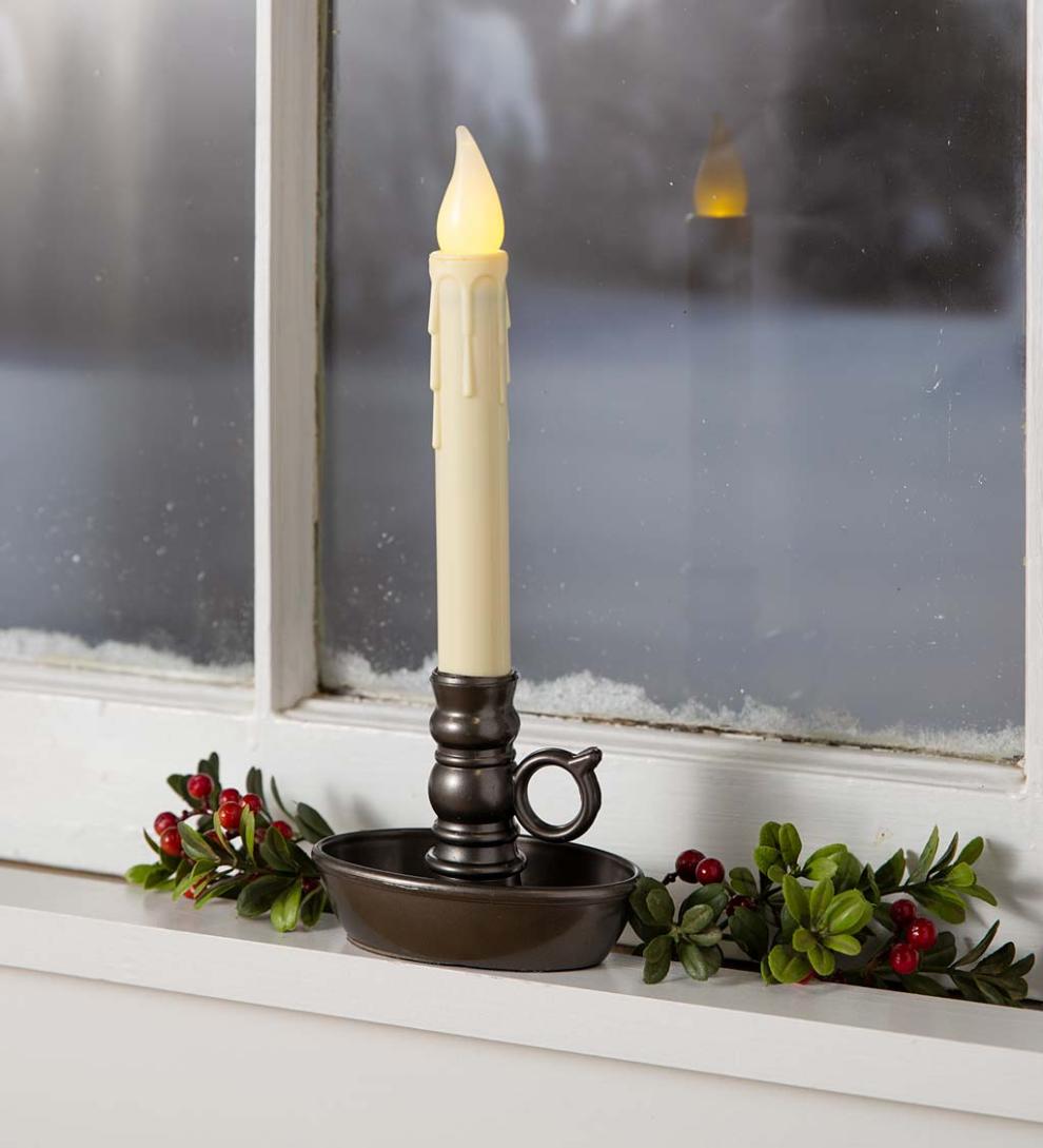 Plow &amp; Hearth Fireplace &amp; Mantel Décor | Fireplace &amp; Hearth Battery-Operated Colonial Window Candles
