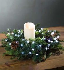 Plow &amp; Hearth Fireplace &amp; Mantel Décor | Fireplace &amp; Hearth Battery-Operated Seasonal Icon String Lights With 40 Leds On Silver Wire - Cool White Snowflakes