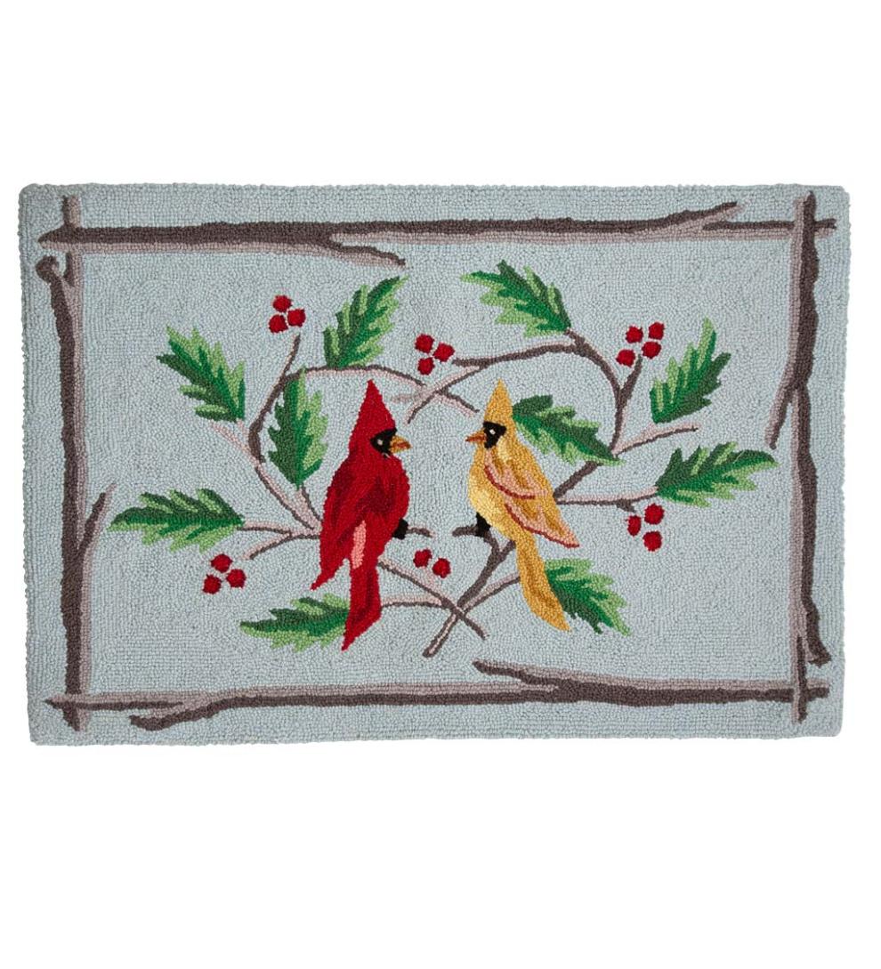 Plow &amp; Hearth Fireplace &amp; Mantel Décor | Fireplace &amp; Hearth Cardinal And Heart Hand-Hooked Wool Rug