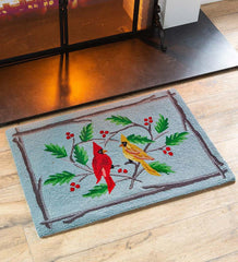 Plow &amp; Hearth Fireplace &amp; Mantel Décor | Fireplace &amp; Hearth Cardinal And Heart Hand-Hooked Wool Rug