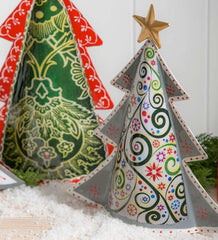 Plow &amp; Hearth Fireplace &amp; Mantel Décor | Fireplace &amp; Hearth Colorful Metal Patterned Christmas Trees, Set Of 3
