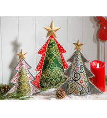 Plow &amp; Hearth Fireplace &amp; Mantel Décor | Fireplace &amp; Hearth Colorful Metal Patterned Christmas Trees, Set Of 3