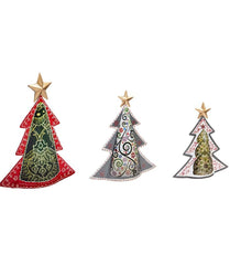 Plow &amp; Hearth Fireplace &amp; Mantel Décor | Fireplace &amp; Hearth Colorful Metal Patterned Christmas Trees, Set Of 3