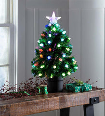 Plow &amp; Hearth Fireplace &amp; Mantel Décor | Fireplace &amp; Hearth Fiber Optic Color-Changing Tabletop Christmas Tree
