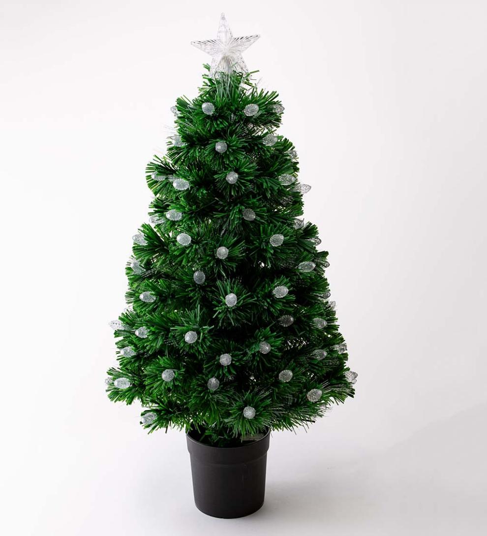 Plow &amp; Hearth Fireplace &amp; Mantel Décor | Fireplace &amp; Hearth Fiber Optic Color-Changing Tabletop Christmas Tree