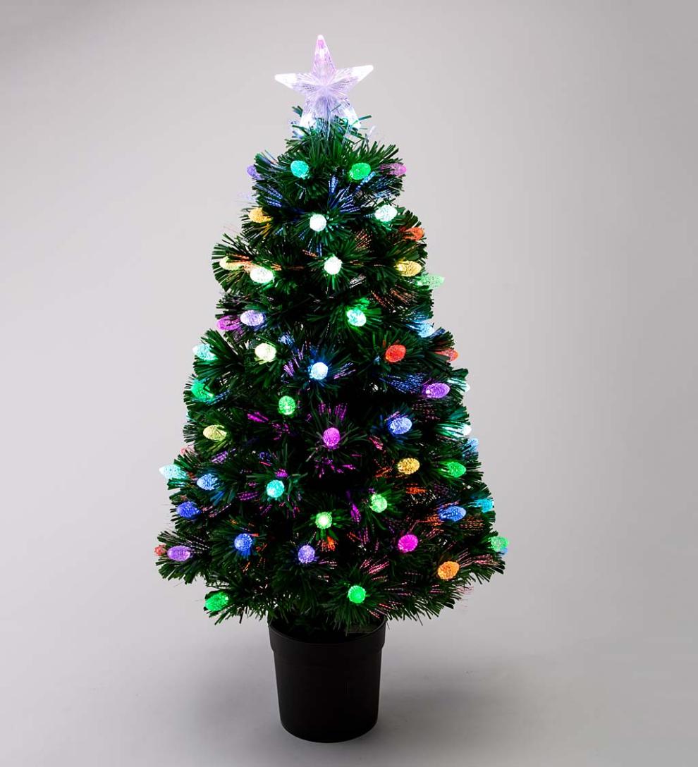 Plow &amp; Hearth Fireplace &amp; Mantel Décor | Fireplace &amp; Hearth Fiber Optic Color-Changing Tabletop Christmas Tree