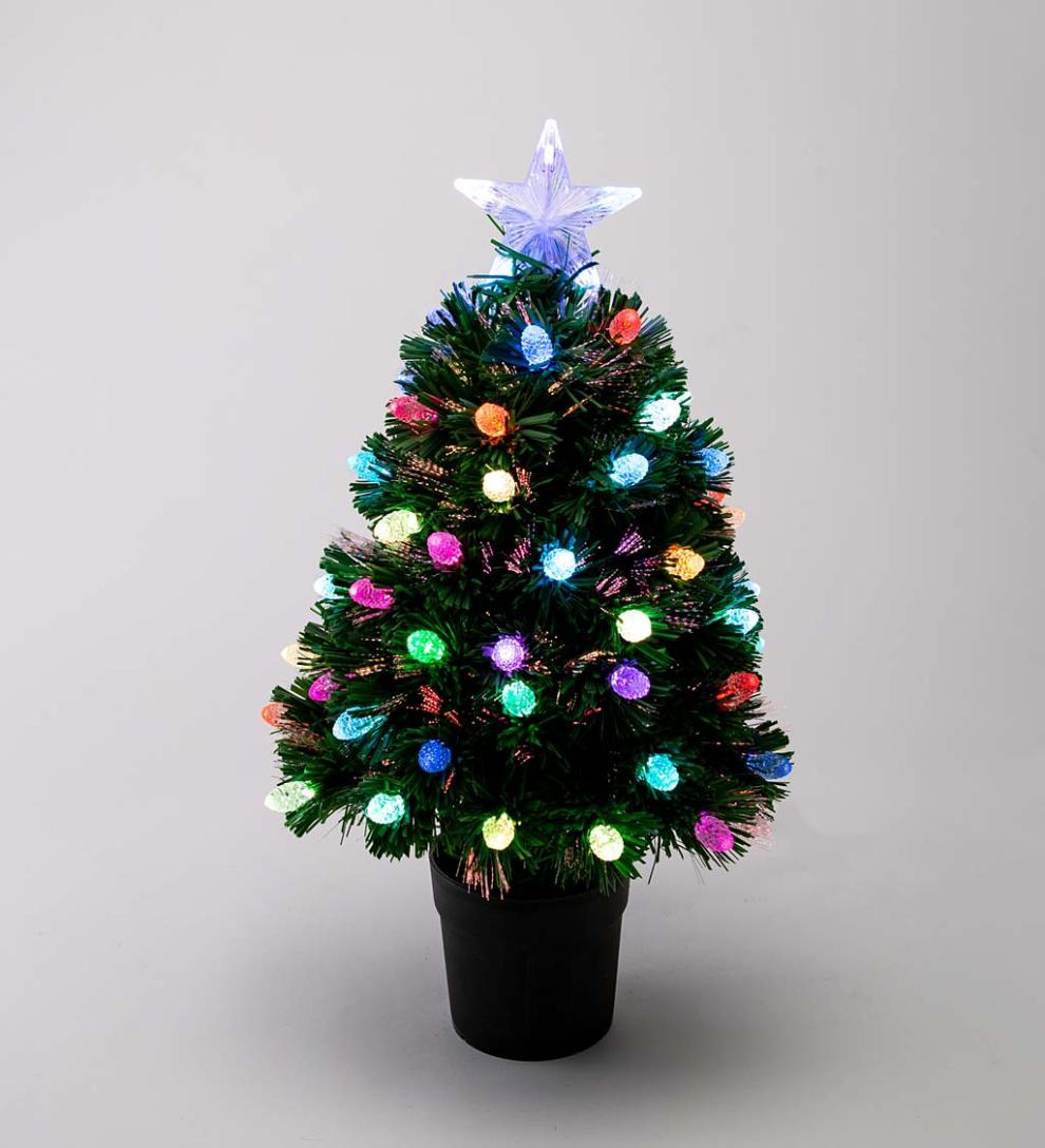 Plow &amp; Hearth Fireplace &amp; Mantel Décor | Fireplace &amp; Hearth Fiber Optic Color-Changing Tabletop Christmas Tree