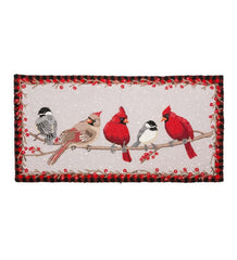 Plow &amp; Hearth Fireplace &amp; Mantel Décor | Fireplace &amp; Hearth Friends Gathering Winter Birds Hooked Wool Accent Rug