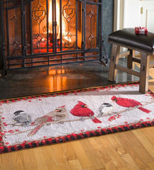 Plow &amp; Hearth Fireplace &amp; Mantel Décor | Fireplace &amp; Hearth Friends Gathering Winter Birds Hooked Wool Accent Rug