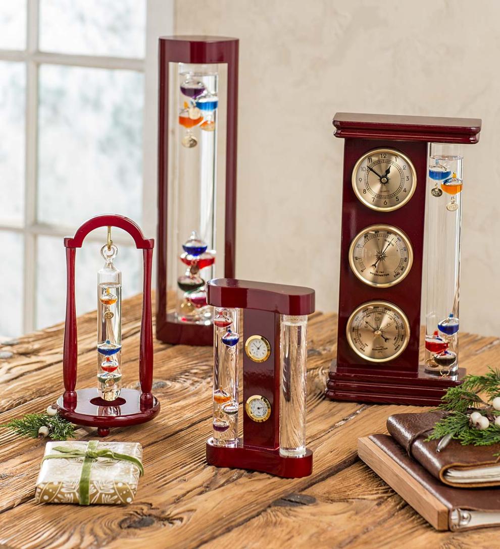 Plow &amp; Hearth Fireplace &amp; Mantel Décor | Fireplace &amp; Hearth Galileo Thermometer With Cherry Finish Wood Frame