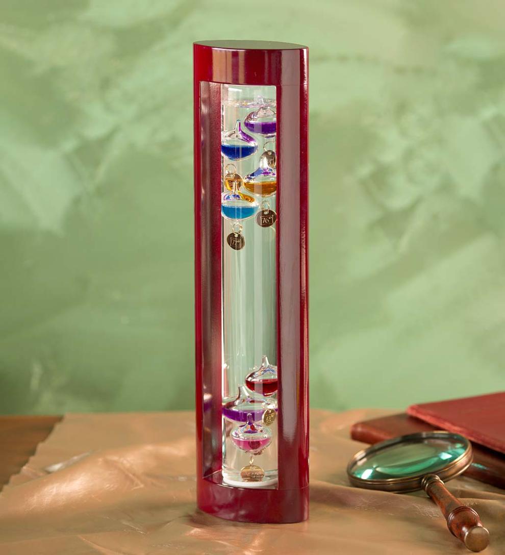 Plow &amp; Hearth Fireplace &amp; Mantel Décor | Fireplace &amp; Hearth Galileo Thermometer With Cherry Finish Wood Frame