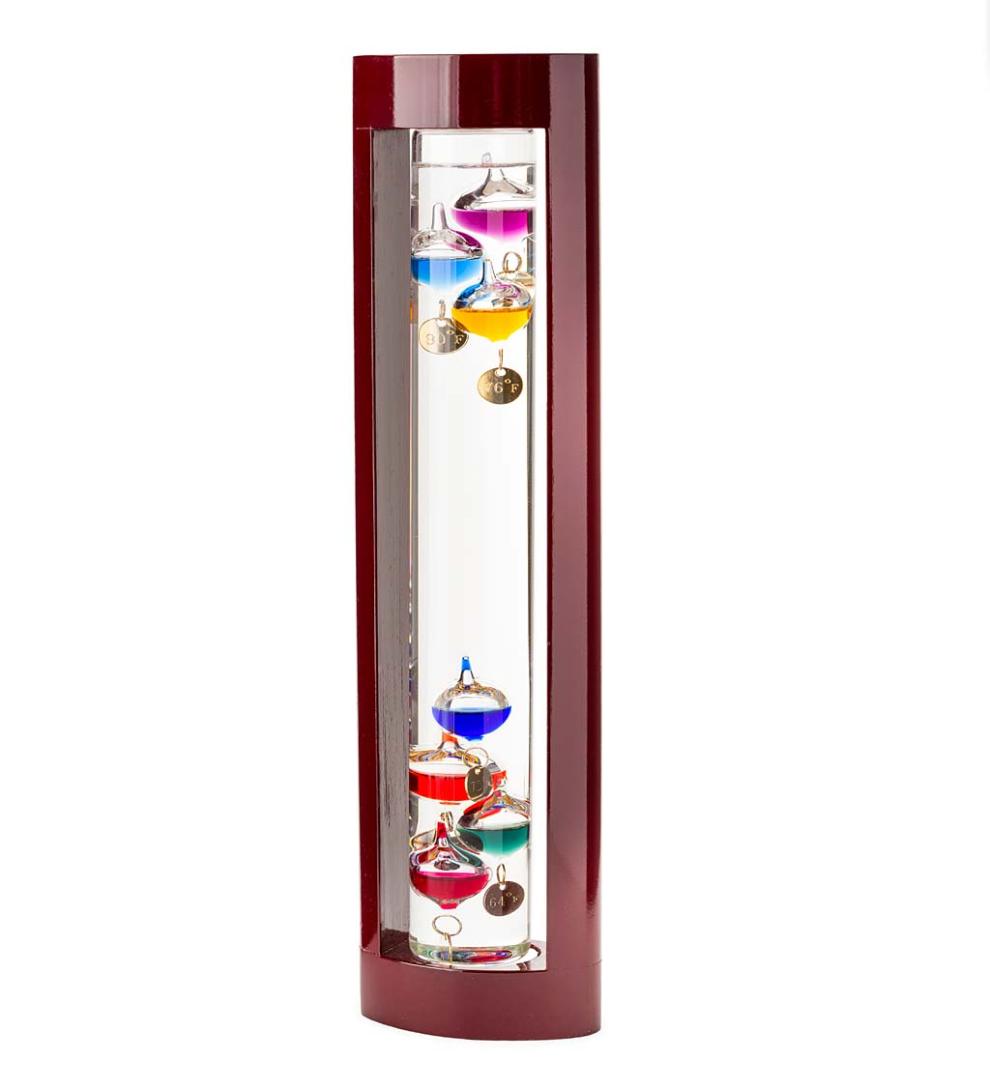 Plow &amp; Hearth Fireplace &amp; Mantel Décor | Fireplace &amp; Hearth Galileo Thermometer With Cherry Finish Wood Frame