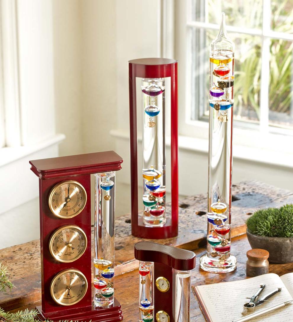 Plow &amp; Hearth Fireplace &amp; Mantel Décor | Fireplace &amp; Hearth Galileo Thermometer With Cherry Finish Wood Frame