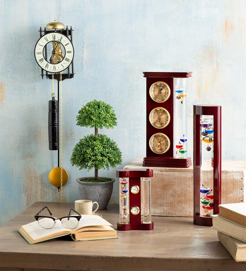 Plow &amp; Hearth Fireplace &amp; Mantel Décor | Fireplace &amp; Hearth Galileo Thermometer With Cherry Finish Wood Frame