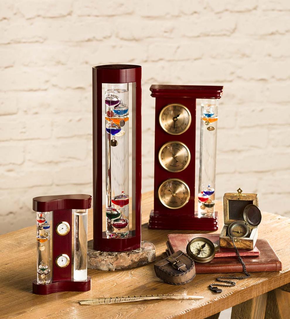 Plow &amp; Hearth Fireplace &amp; Mantel Décor | Fireplace &amp; Hearth Galileo Thermometer With Cherry Finish Wood Frame