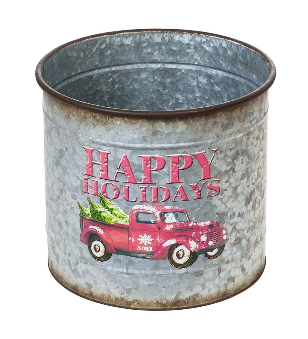 Plow &amp; Hearth Fireplace &amp; Mantel Décor | Fireplace &amp; Hearth Galvanized Holiday Metal Nested Planters, Set Of 3