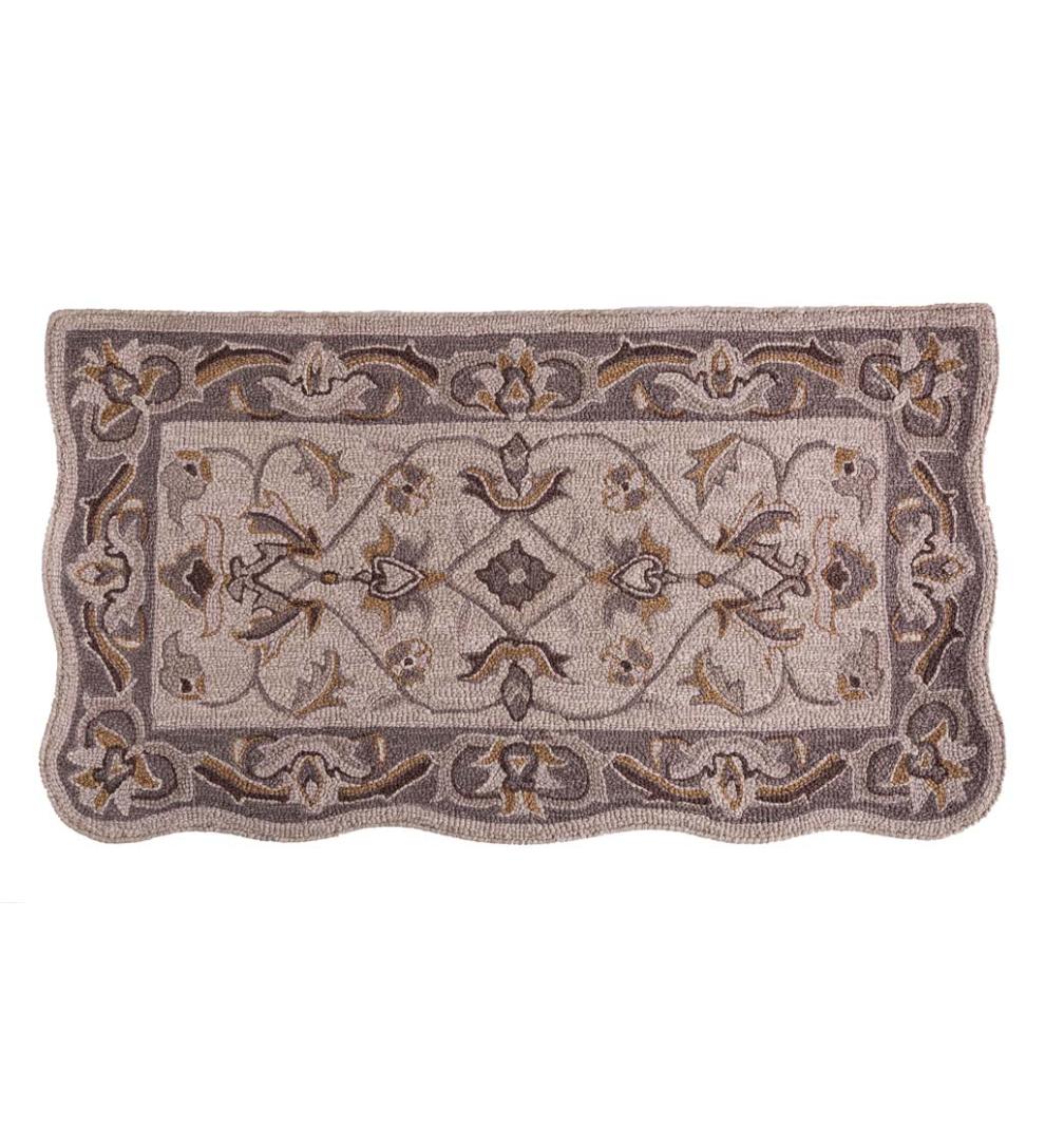 Plow &amp; Hearth Fireplace &amp; Mantel Décor | Fireplace &amp; Hearth Hand-Tufted Fire Resistant Scalloped Wool Mclean Hearth Rug - Black/Red