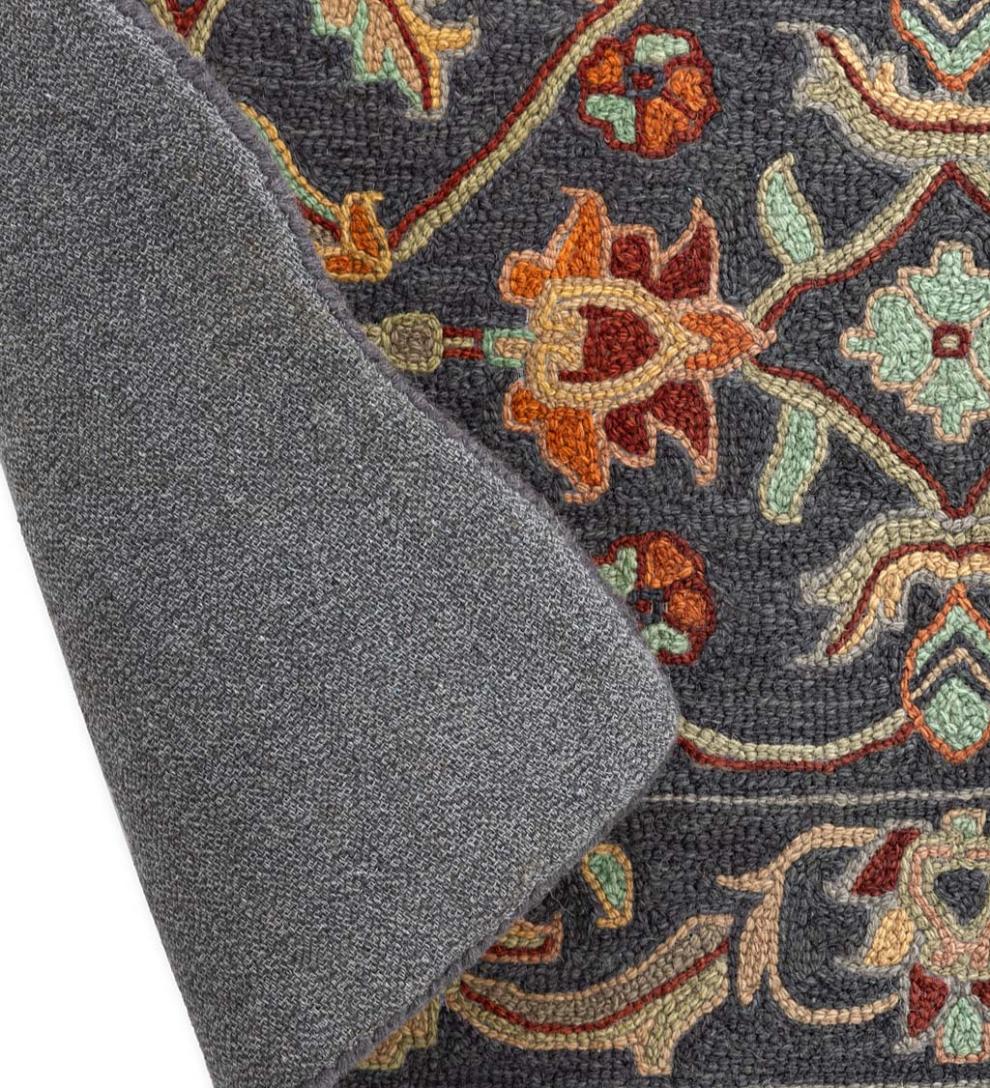 Plow &amp; Hearth Fireplace &amp; Mantel Décor | Fireplace &amp; Hearth Hand-Tufted Fire Resistant Scalloped Wool Mclean Hearth Rug - Black/Red