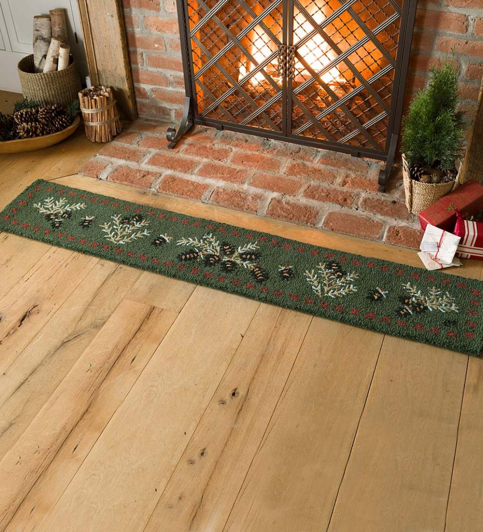 Plow &amp; Hearth Fireplace &amp; Mantel Décor | Fireplace &amp; Hearth Hooked Wool Pine Cone Hearth Runner
