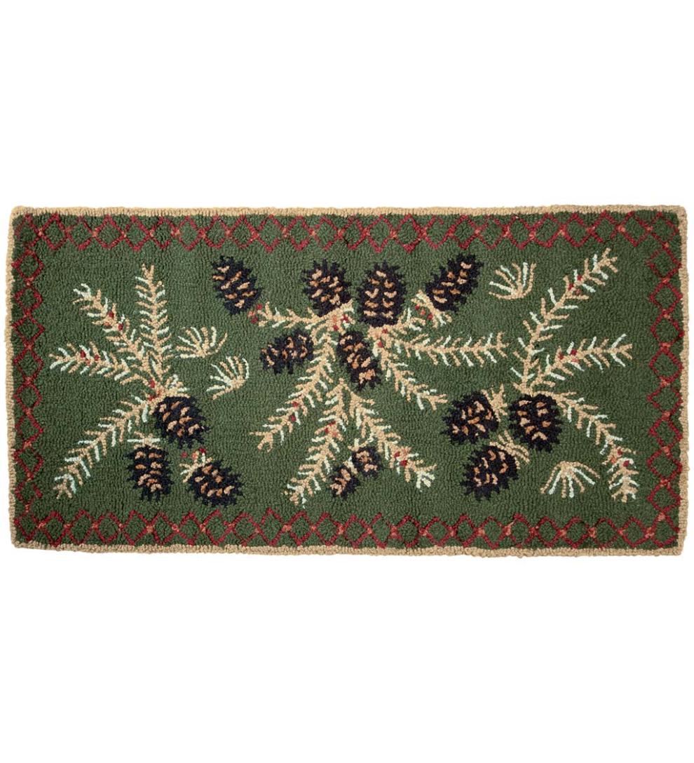 Plow &amp; Hearth Fireplace &amp; Mantel Décor | Fireplace &amp; Hearth Hooked Wool Pine Cone Rug