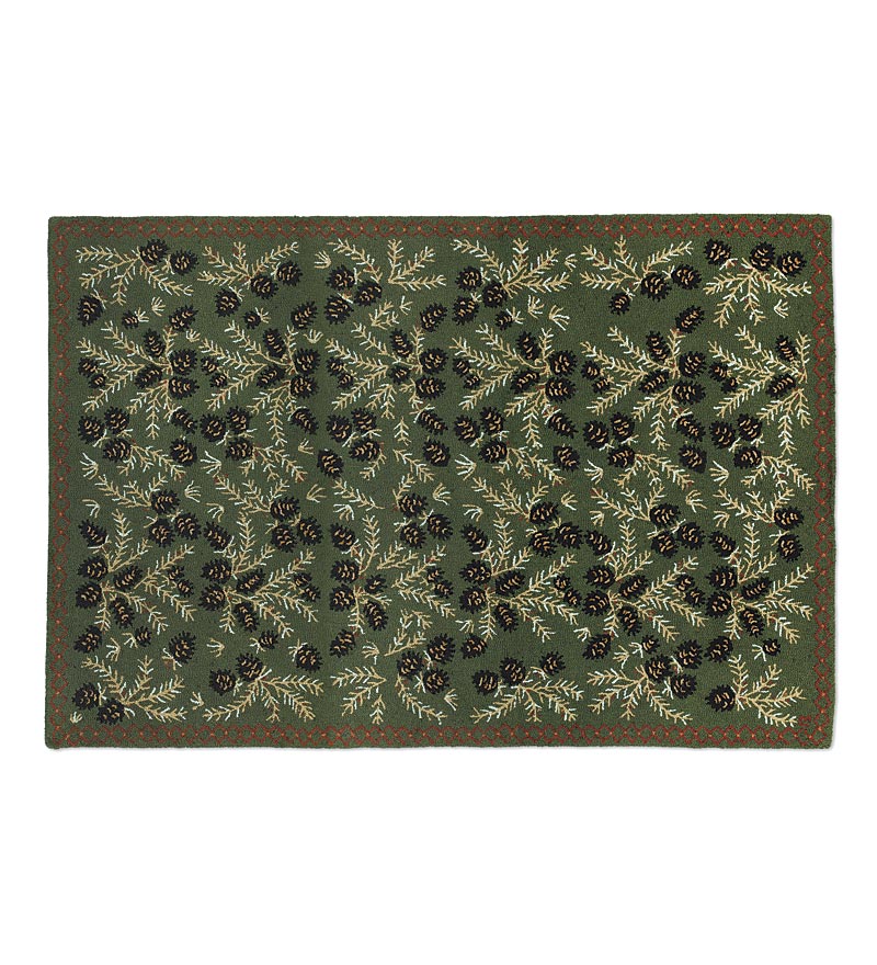 Plow &amp; Hearth Fireplace &amp; Mantel Décor | Fireplace &amp; Hearth Hooked Wool Pine Cone Rug
