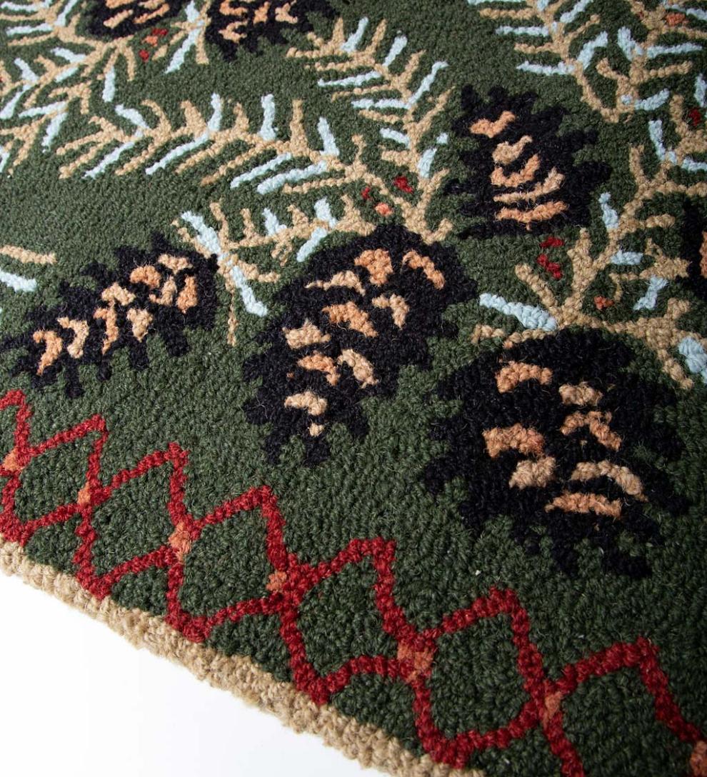 Plow &amp; Hearth Fireplace &amp; Mantel Décor | Fireplace &amp; Hearth Hooked Wool Pine Cone Rug