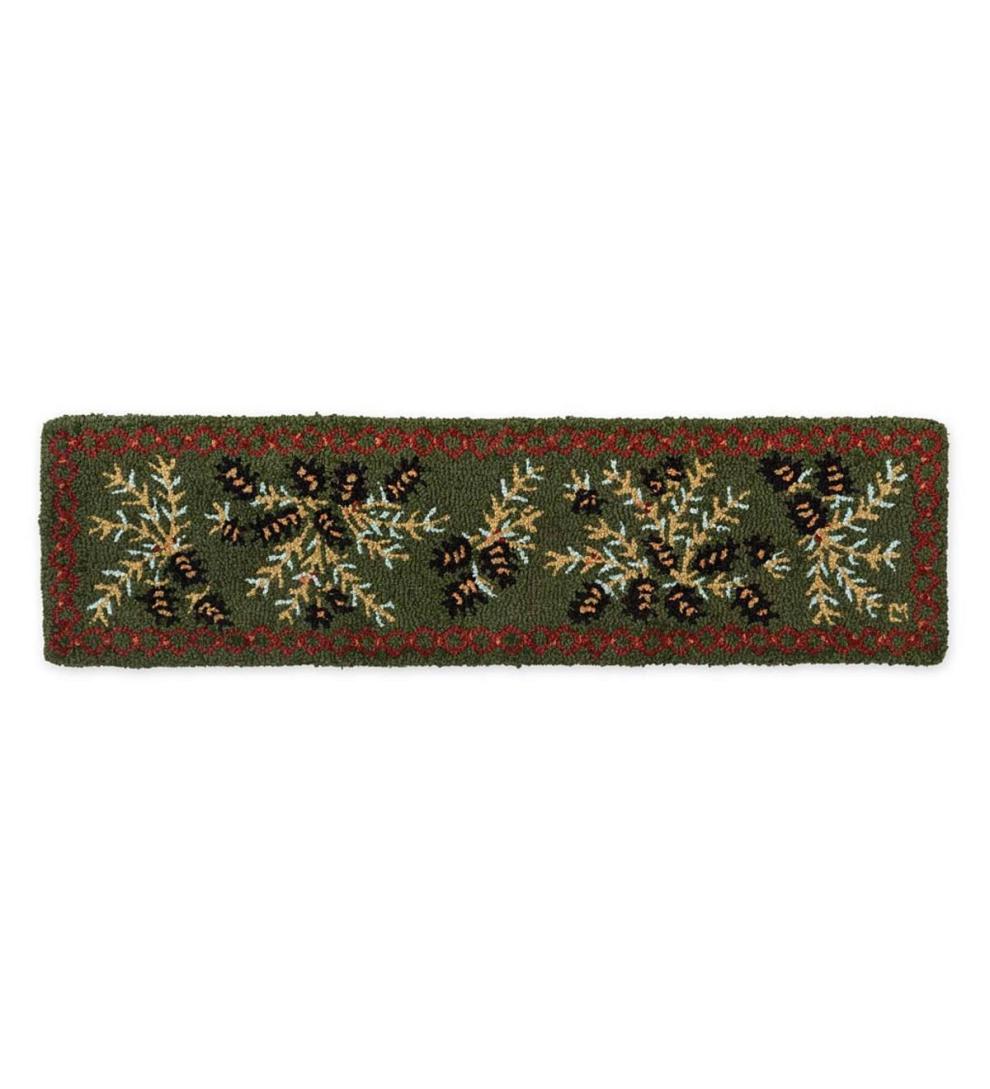 Plow &amp; Hearth Fireplace &amp; Mantel Décor | Fireplace &amp; Hearth Hooked Wool Pine Cone Short Hearth Runner