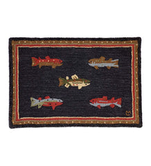 Plow &amp; Hearth Fireplace &amp; Mantel Décor | Fireplace &amp; Hearth Hooked Wool River Fish Accent Rug